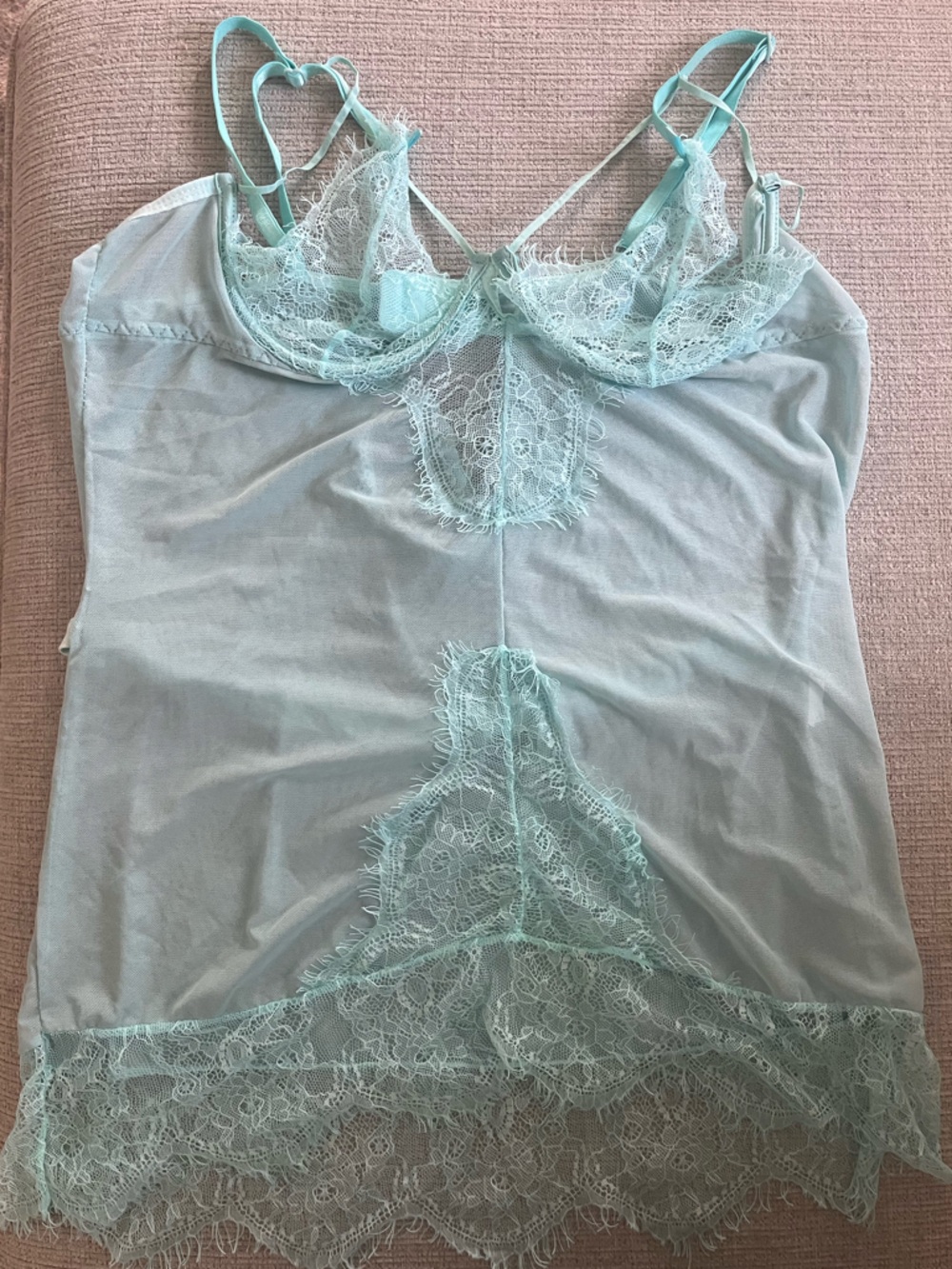 XXL Aqua Lace Trim Chemise-Never worn